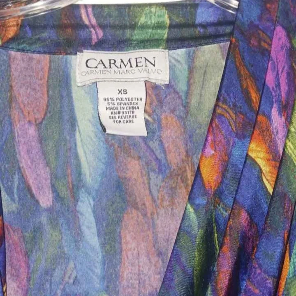 Vintage 80’s Carmen Marc Valvo Disco Artsy Festival stretchy wrap Top Sz XS - Picture 2 of 5